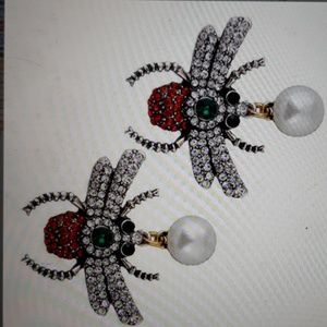 EARRING RHINESTONE  INALID SHINING BEE